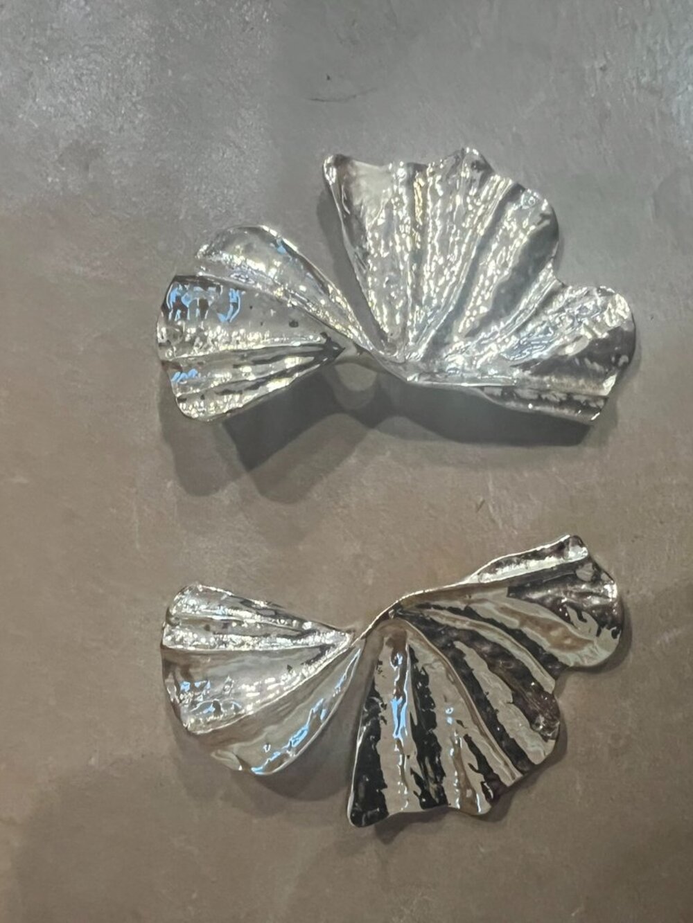 Sculptural silver-tone fan earrings